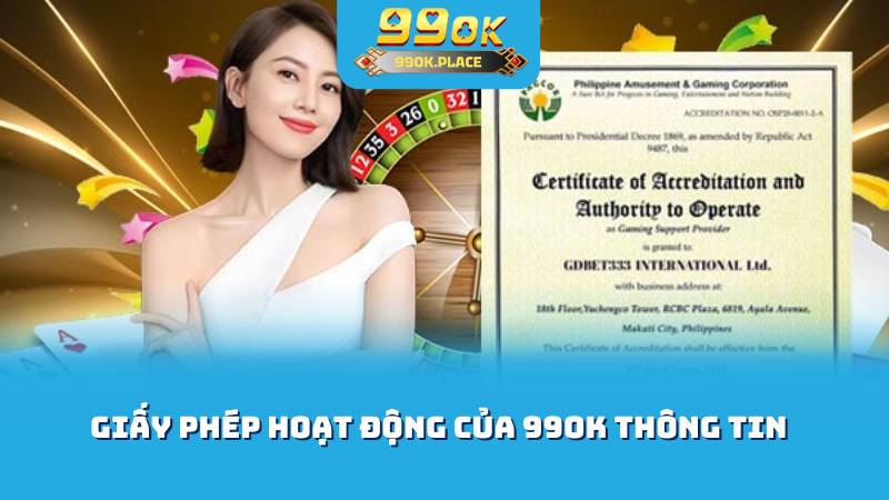 Giấy phép hoạt động của 99OK thông tin